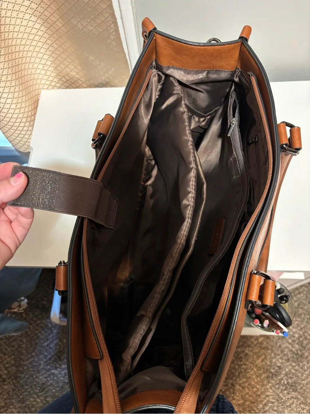 Saddle Brown Laptop Purse w/ Optional Crossbody Strap